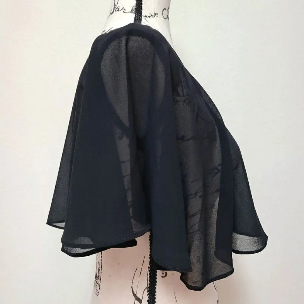 Mesh Evening Gothic Flapper 1920s Simple Black Shawl Wrap Cape NEW - Picture 11 of 16